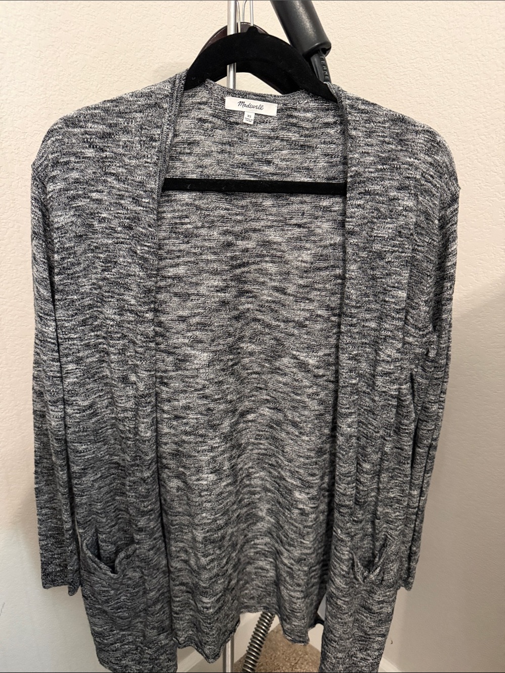 Madewell Marled Gray Open-Front Knit Cardigan